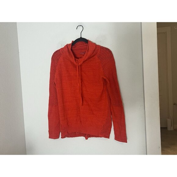 Prana red cotton/wool blend Knit cedar sweater cowl neck Size Medium - Picture 1 of 16